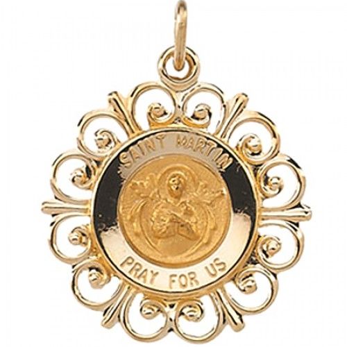 14k Yellow Gold St. Martin Pendant Medal 18.5mm