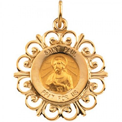 14k Yellow Gold St. Paul Pendant Medal 18.5mm