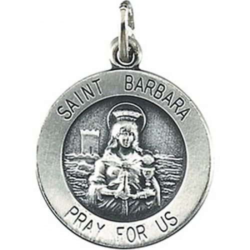 Sterling Silver St. Barbara Pendant Medal 18.25mm