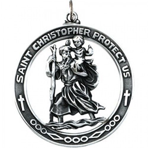 Sterling Silver St. Christopher Pendant Medal 38.75 Mm