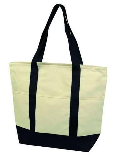 12 oz Cotton Deluxe Zipper Canvas Shopping Tote Ba Case Pack 36