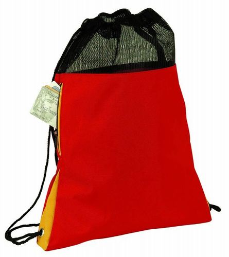 Poly Drawstring With Drawstring Closure- Red Case Pack 48