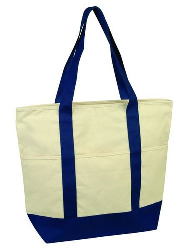 12 oz Cotton Deluxe Zipper Canvas Shopping Tote Ba Case Pack 36