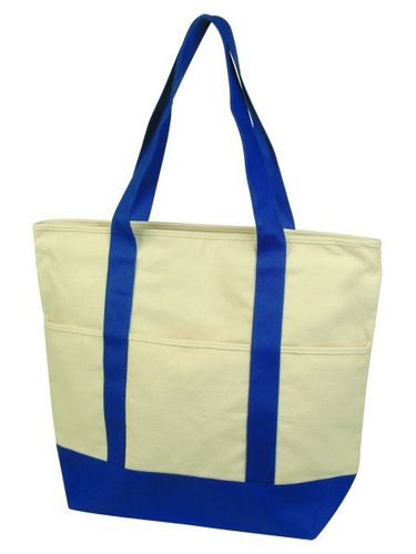 12 oz Cotton Deluxe Zipper Canvas Shopping Tote Ba Case Pack 36