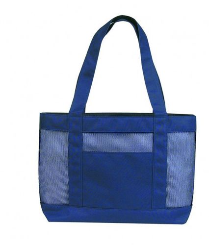 600D Poly Shopping Tote W/Nylon Mesh - Navy Case Pack 48