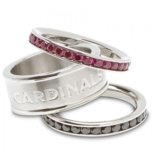 Stainless Steel Arizona Cardinals Stacked Ring Set