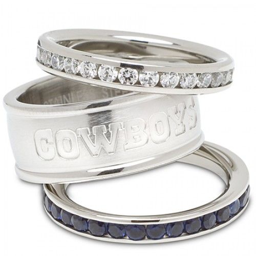 Stainless Steel Dallas Cowboys Stacked Logo Ring Set