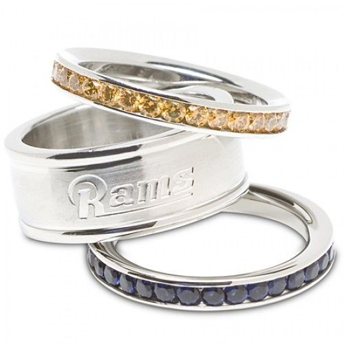 Stainless Steel St. Louis Rams Team Logo Ring Set