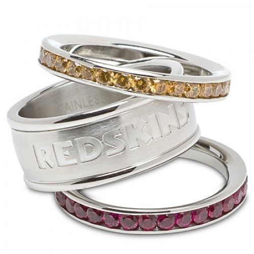 Stainless Steel Washington Redskins Team Logo Ring Set