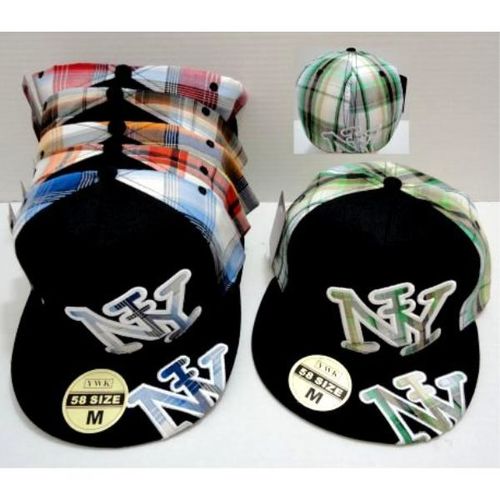 New York Plaid Fitted Baseball Hats Case Pack 12