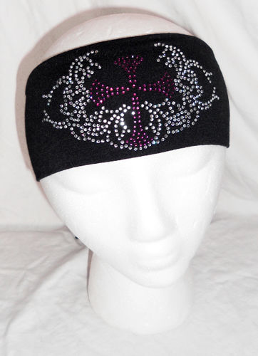 Purple Cross Rhinestone Head Wrap