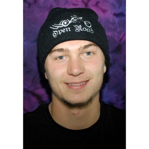 Black/White 12'' Embroidered Beanie with Cuff