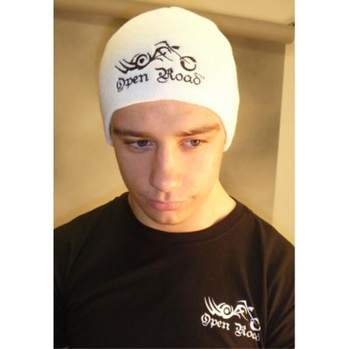 White/Black Open Road 8'' Embroidered Beanie