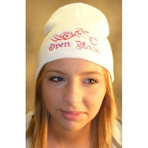 White/Pink OR 8'' Embroidered Beanie