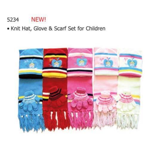 3 Pc Childs Beanie Scarf Glove Set Berry Case Pack 24