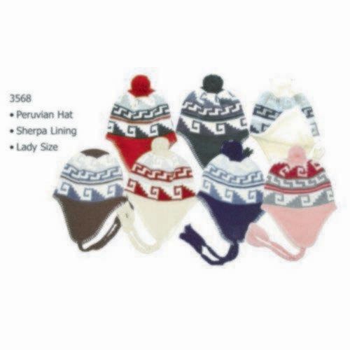 Ladies Knit Peruvian Hat Sherpa Lining Case Pack 60