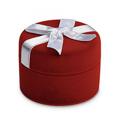 Ring Jewelry Box - Red Flocked with Bow