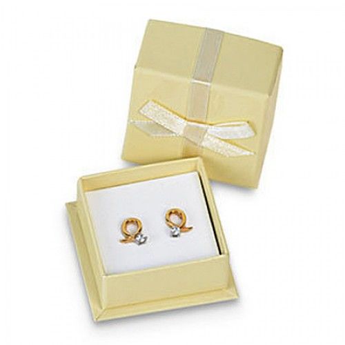 Beige Earring Jewelry Box - with Bow