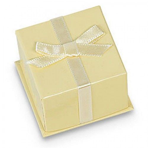 Beige Ring Jewelry Box with Yellow Satin Bow