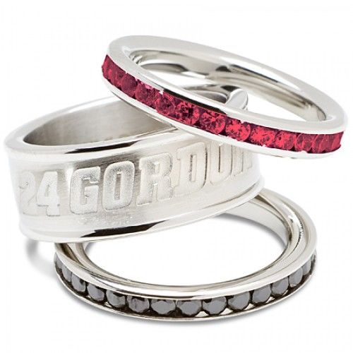 Red and Black Jeff Gordon ""24 Gordon"" Nascar Ring Set