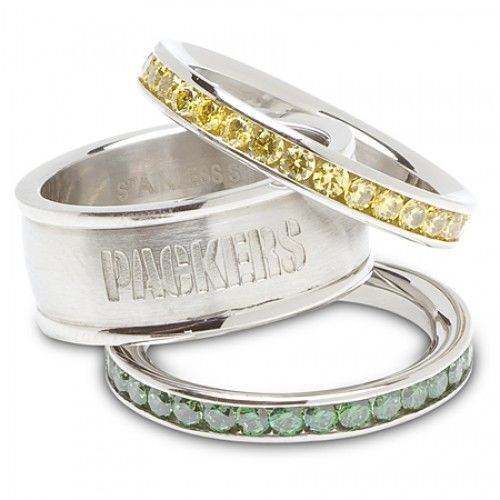 Green Bay Packers Cubic Zirconia Stacked Ring Set