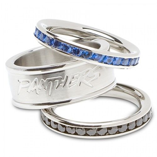 Carolina Panthers Cubic Zirconia Stacked Ring Set