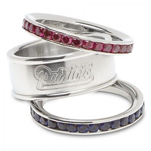 New England Patriots Cubic Zirconia Stacked Ring Set