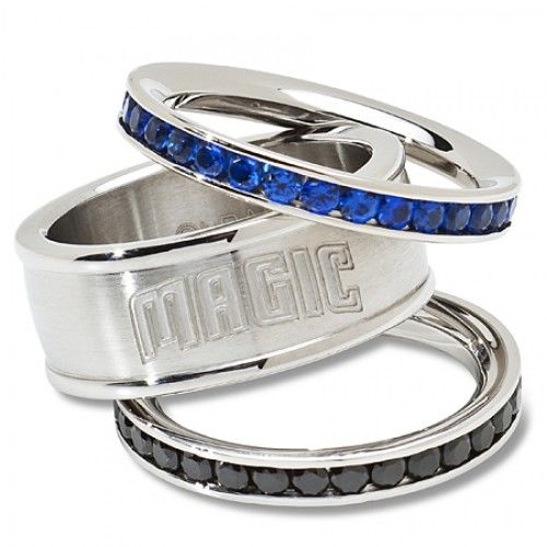 Womens Orlando Magic Cubic Zirconia Stacked Ring Set