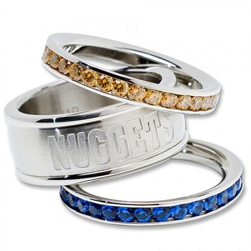 Womens Denver Nuggets Cubic Zirconia Stacked Ring Set