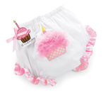 Mud Pie Baby Birthday Pink and White Decorated Cotton Bloomers, Cupcake