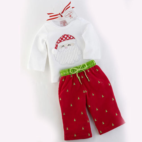 Mud Pie Baby Santa Tee with Corduroy Pants Christmas Outfit