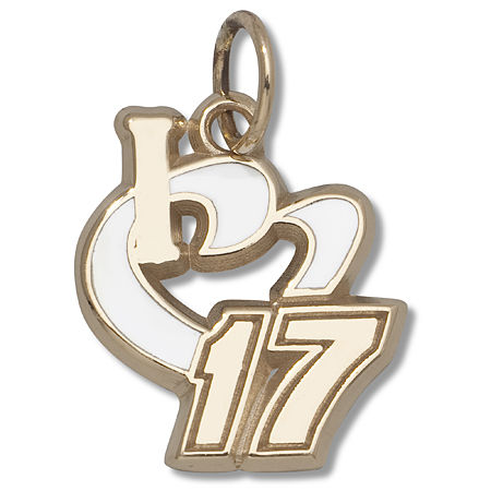 10k Yellow Gold Matt Kenseth #17 'I Heart 17' Nascar Heart Pendant - 1/2