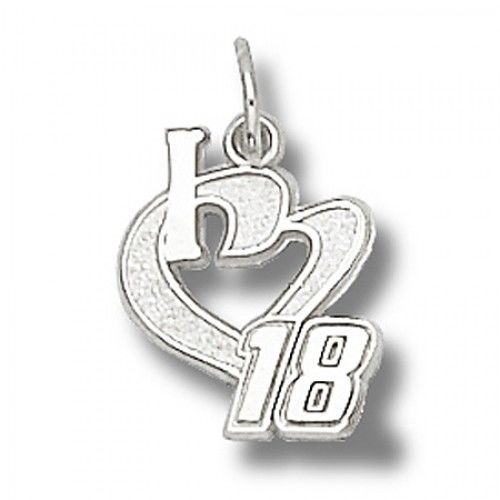 I Heart 18 Charm - Nascar - Racing in Sterling Silver - Lovable - Unisex Adult