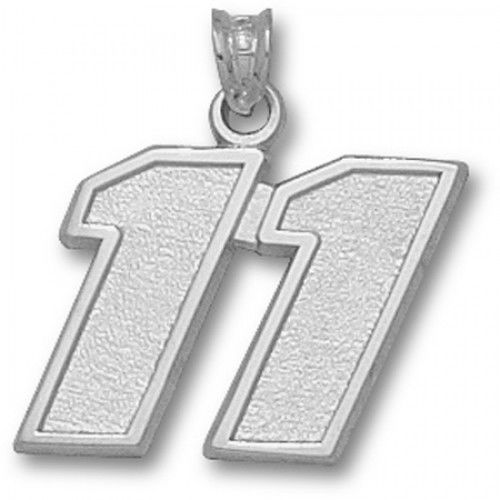 10k White Gold Driver Denny Hamlin #11 Nascar Pendant - 5/8