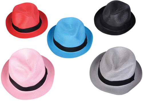 Straw Look Plastic Fedora Hats Case Pack 12