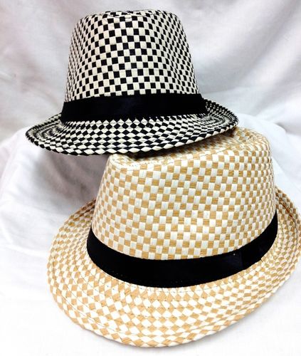 Straw Checkers Classic Fedora Hats Case Pack 24