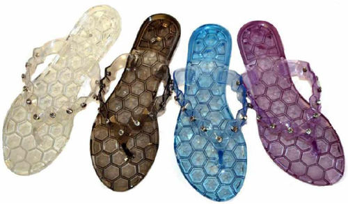 Ladies Jelly Sandals With Rhinestone Strap Case Pack 36