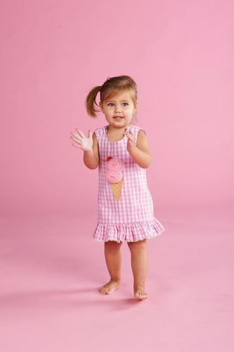 Mud Pie Little Girls Ice Cream Pom Pom Baby Birthday Dress