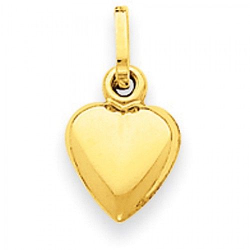 Heart Charm in Yellow Gold - 14kt - Mirror Finish - Wonderful - Women