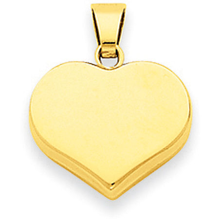 14k Yellow Gold Casted 3-D Heart Charm For Ladies
