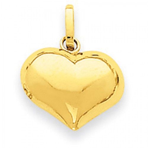Heart Charm in Yellow Gold - 14kt - Glossy Polish - Enticing - Women