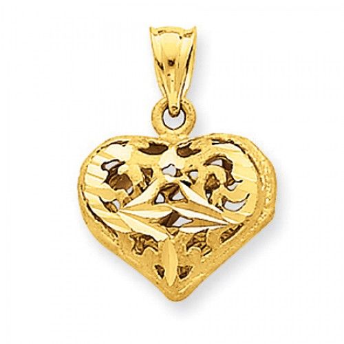 Heart Charm in 14kt Yellow Gold - Glossy Polish - Ravishing - Women