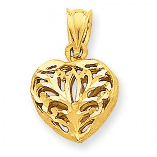 Heart Charm in Yellow Gold - 14kt - Mirror Polish - Grand - Women