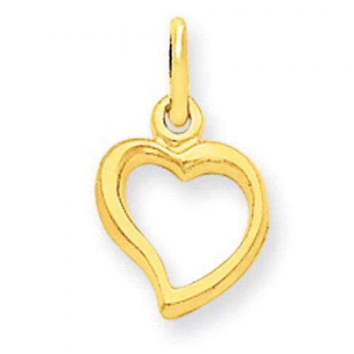 Heart Charm in Yellow Gold - 14kt - Polished Finish - Amazing - Women