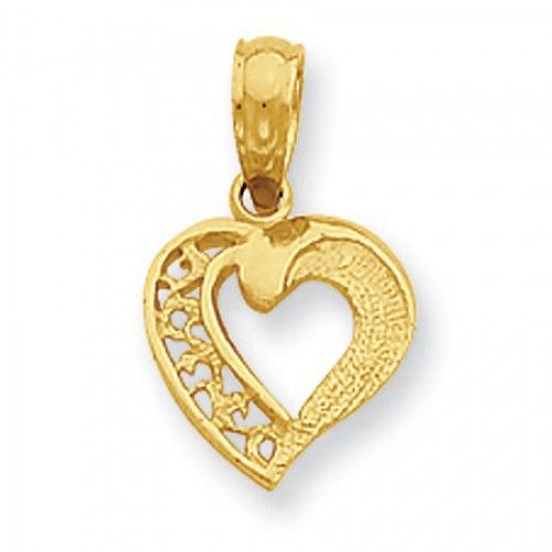 Heart Charm in Yellow Gold - 14kt - Mirror Finish - Exquisite - Women
