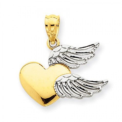 Heart Wings Charm in 14kt Rhodium Plated Yellow Gold - Compelling - Women