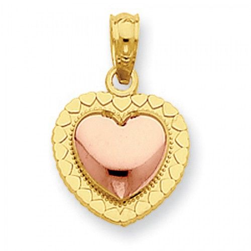 Heart Charm in Rose & Yellow Gold - 14kt - Glossy Polish - Remarkable