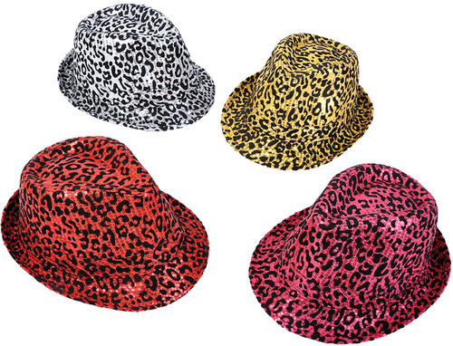 Leopard Sequin Fedoras Case Pack 12