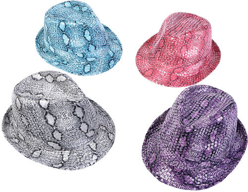 Sequin and Snake Imprint Fedora Case Pack 12