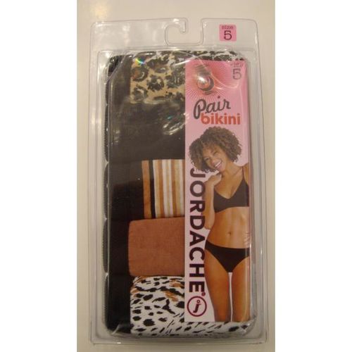 Jordache 5-Pair Box Bikini Panties Brown/Black Case Pack 72